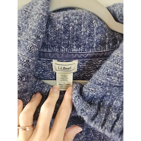 Vintage LL Bean Small Blue Acrylic Wool Blend Fishermans Sweater Button Up - Picture 4 of 7